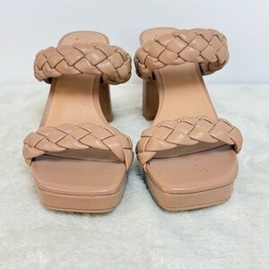 A New Day Women's Tan Tiana Braided Chunky Block Heel Slip On Shoes Size 6